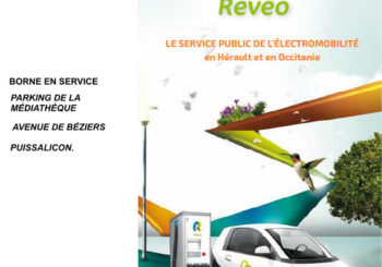 BORNE ÉLECTRIQUE REVEO PARKING DE LA MEDIATHEQUE EN SERVICE.