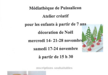 Atelier créatif de noël Médiathèque de Puissalicon