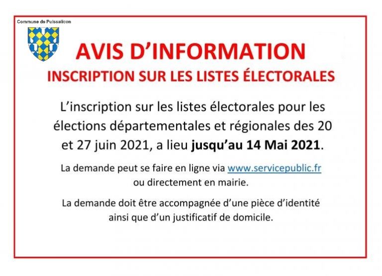 Elections Departementales et Regionales 2021 - date limite ...
