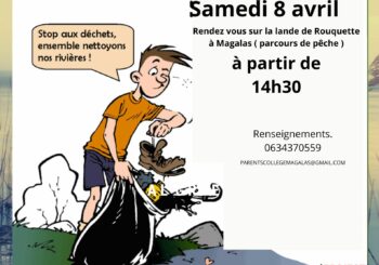 Opération  » rivière propre  » de l’association des parents d’élèves du collège de Magalas et les écodélégués