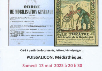 REPORTÉ – Théâtre samedi 13 mai à 20H30 à la Médiathèque –  » …DES GENS…LA GUERRE…1914-1918  » – compagnie Utopie