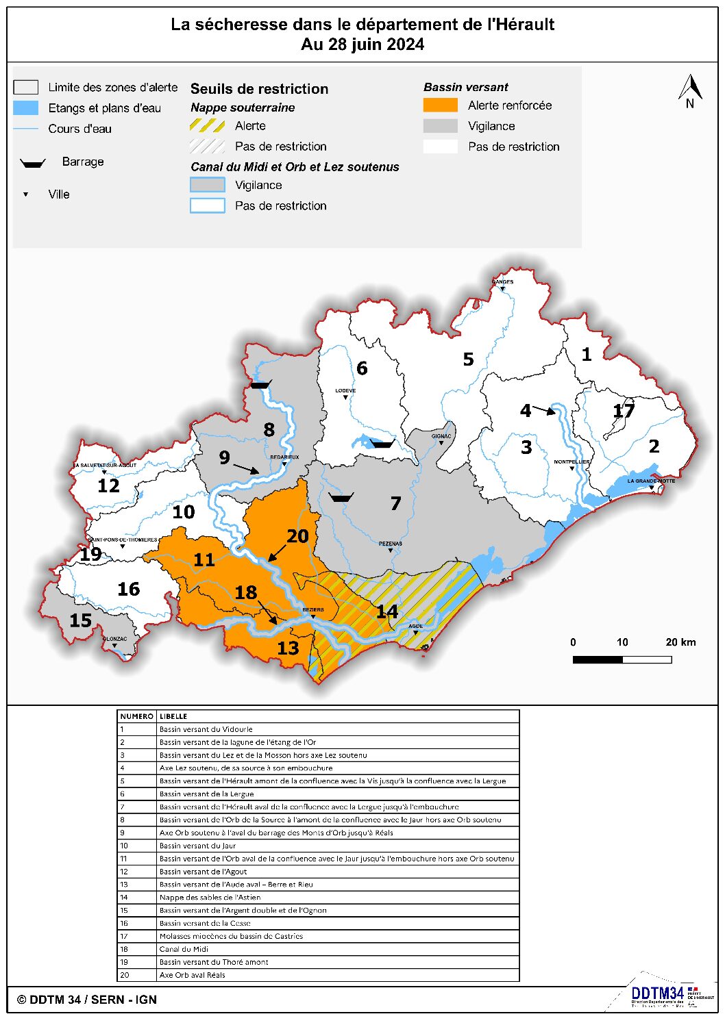 IMPORTANT sécheresse : diffusion de l’arrêté de restriction des usages de l’eau du 5 juillet 2024