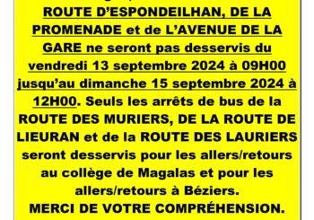 Déviation de la circulation – transports scolaires