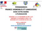 Prochaine permanence France Vignobles et Languedoc mercredi 22 janvier 2025 de 09H00 à 12H00.