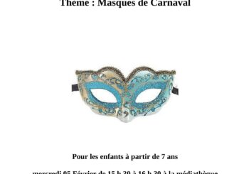 Médiathèque de Puissalicon – atelier créatif thème masque de carnaval