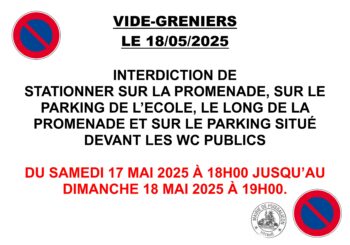 Interdiction de circuler et de stationner « rue de la Promenade » et changement arrêts de bus à l’occasion du vide greniers le dimanche 18 mai 2025