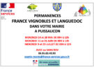 Prochaine permanence France Vignobles et Languedoc mercredi 28 mai 2025 de 09H00 à 12H00