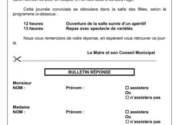 Information du CCAS de Puissalicon – repas offert aux aînés