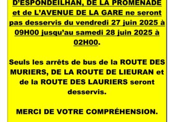 Interdiction de stationner « rue de la Promenade » et changement des arrêts de bus à l’occasion de la kermesse de l’école le vendredi 27 juin 2025.