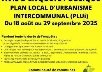 AVIS D’ENQUÊTE PUBLIQUE – PLUi – AVANT-MONTS