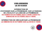 RAPPEL – Interdiction de circuler et de stationner « rue de la Promenade » et changement des arrêts de bus à l’occasion du vide-greniers le dimanche 05 octobre 2025.