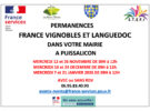 Prochaine permanence France Vignobles et Languedoc le mercredi 26 novembre 2025 de 09H00 à 12H00.