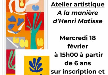 Atelier artistique à la médiathèque, le mercredi 18 février à 15h