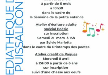 Programme de la médiathèque de mars à avril 2026