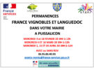Prochaine permanence France Vignobles et Languedoc le mercredi 04 mars 2026 de 09H00 à 12H00.