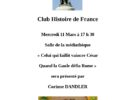 Club d&rsquo;Histoire, le mercredi 11 mars à 17h30