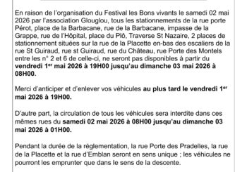 Information organisation du Festival les Bons Vivants le samedi 02 mai 2026.