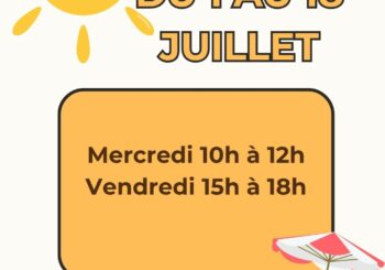 Modification des horaires de la médiathèque du 1er juillet au 18 juillet