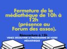Fermeture exceptionnelle de la médiathèque pour le forum des associations, samedi 5 septembre 2026