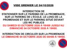 Interdiction de circuler et de stationner rue de la Promenade et changement des arrêts de bus à l’occasion du vide grenier le dimanche 4 octobre 2026.