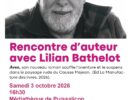 RENCONTRE AVEC LILIAN BATHELOT, LE SAMEDI 3 OCTOBRE