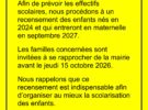 Rentrée scolaire de septembre 2027 – recensement des enfants nés en 2024